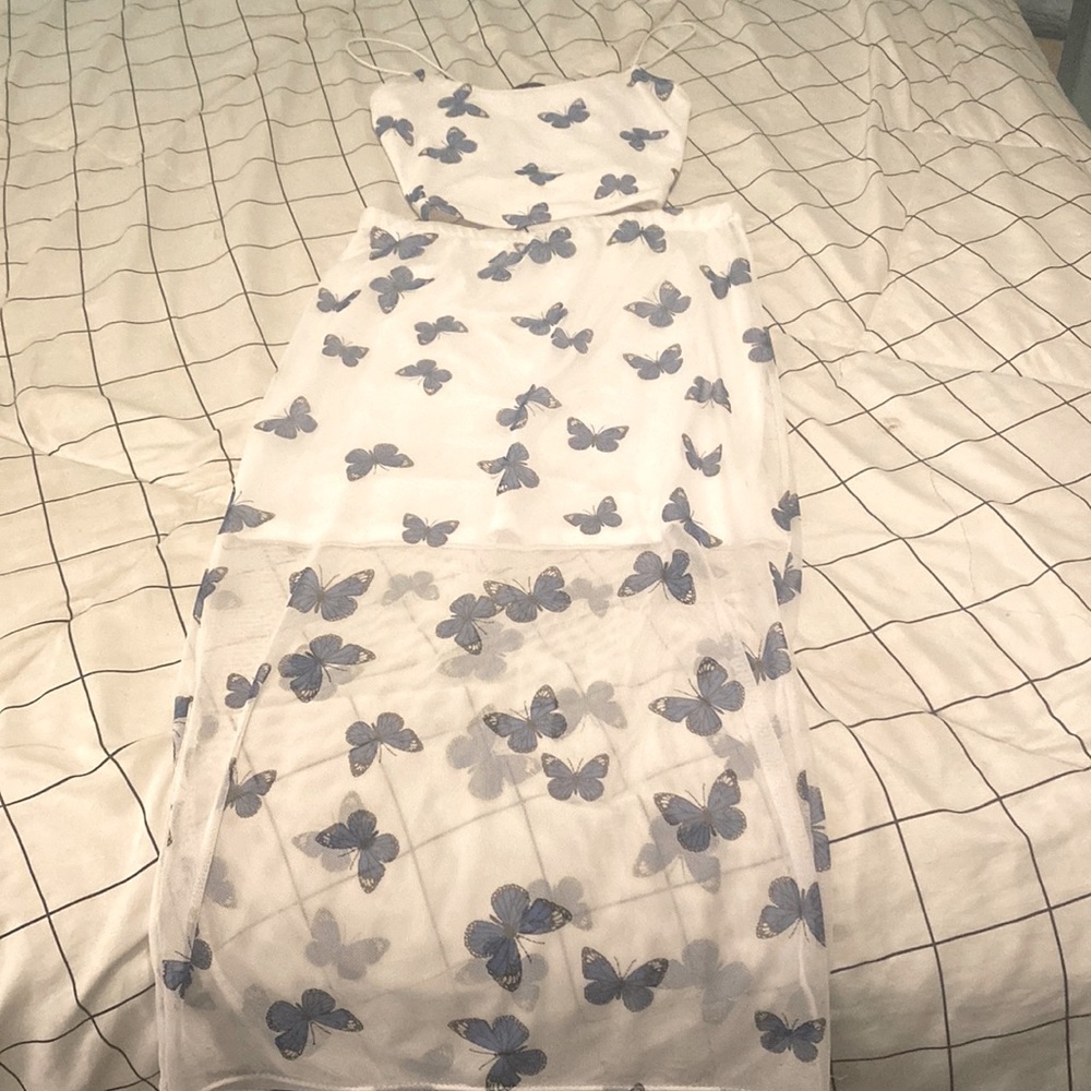 Matching set butterfly skirt and top.